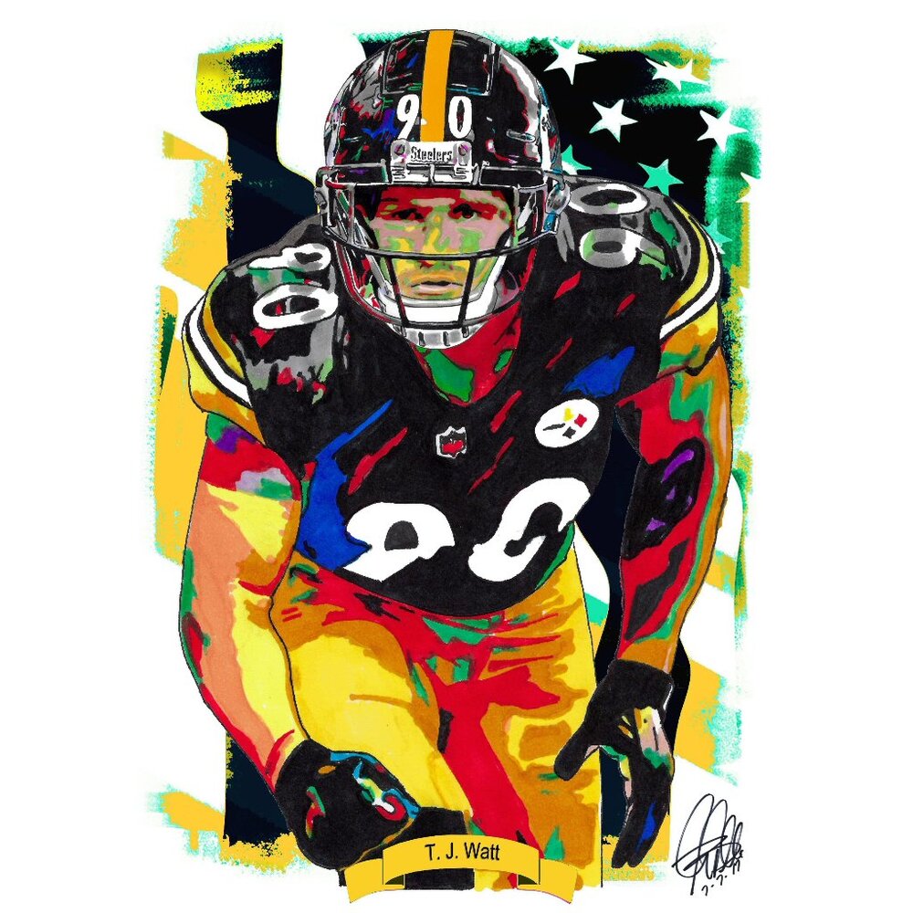 TJ Watt Pittsburgh Steelers Football Linebacker Poster Print Wall Art 18x24